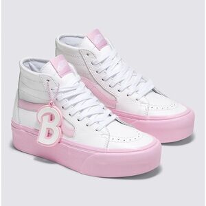 Women's White and Pink High-Top Sneakers